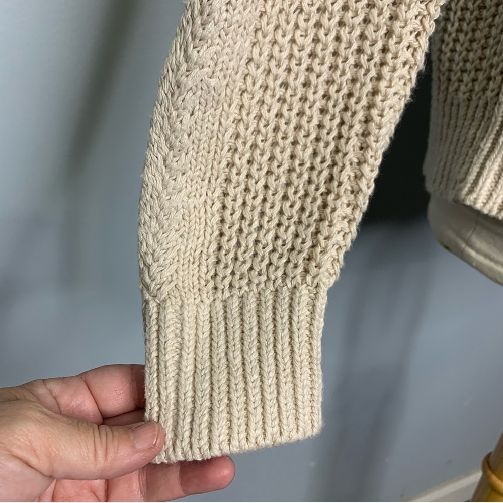 Garnet Hill Cream Chunky Knit Button-Front Cardigan - Picture 7 of 12